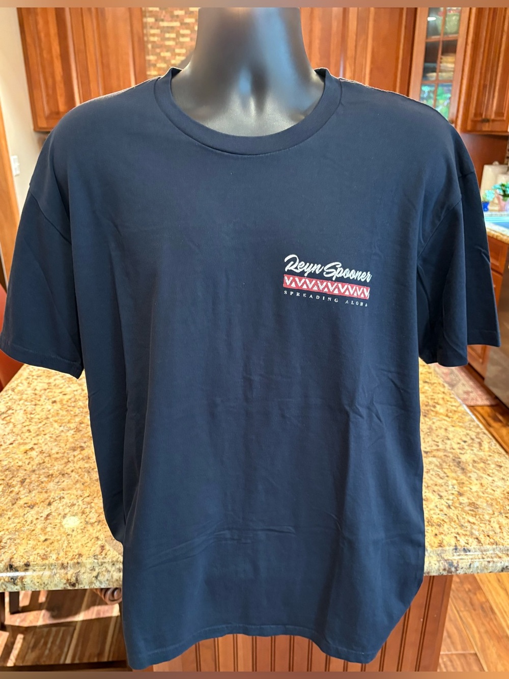 reyn spooner Navy Short Sleeve Logo Tee with Red Accent
